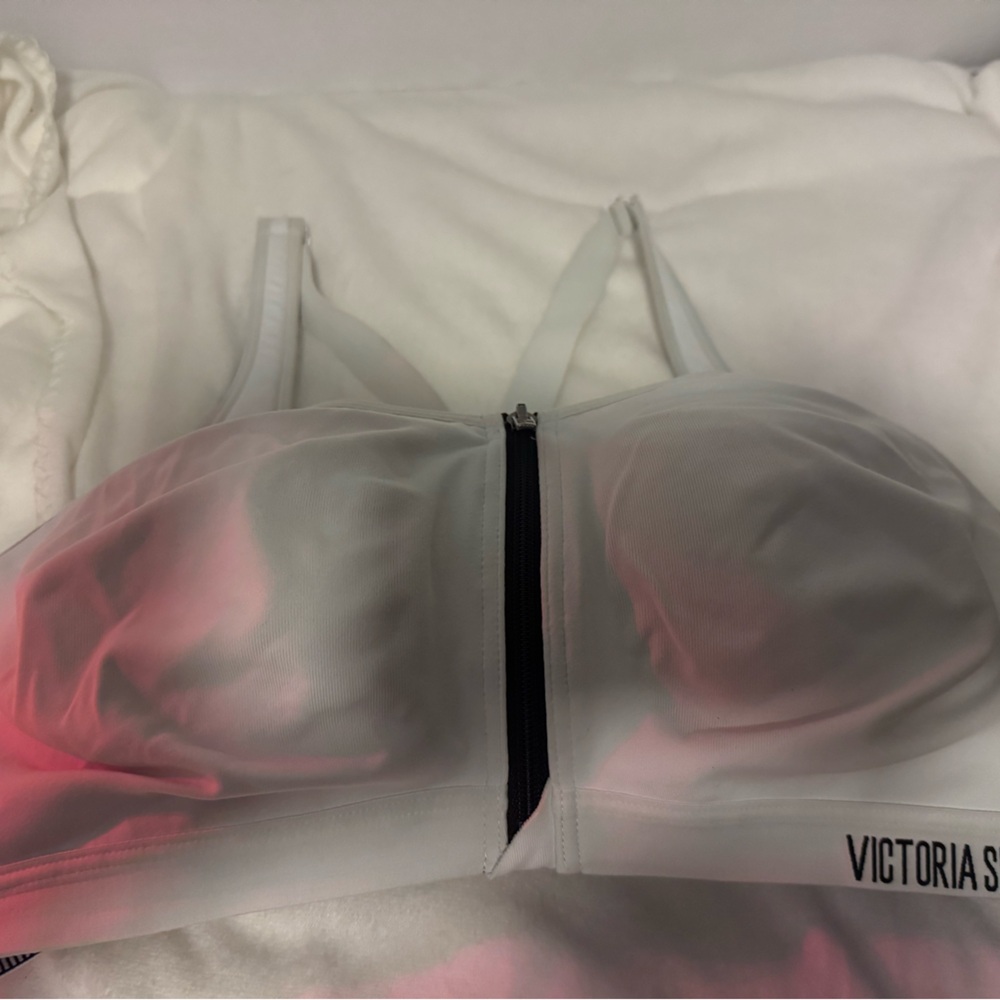 Victoria's Secret White and Black Front Zip Sports Bra p8